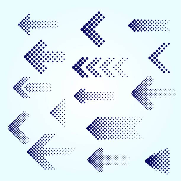 ilustraciones, imágenes clip art, dibujos animados e iconos de stock de juego de flechas de semitonos punteadas - puntero del ratón