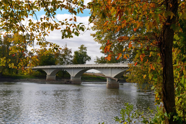 istock Wabash River's autumn, Indiana Carrollton Bridge, Carroll County 2163242849