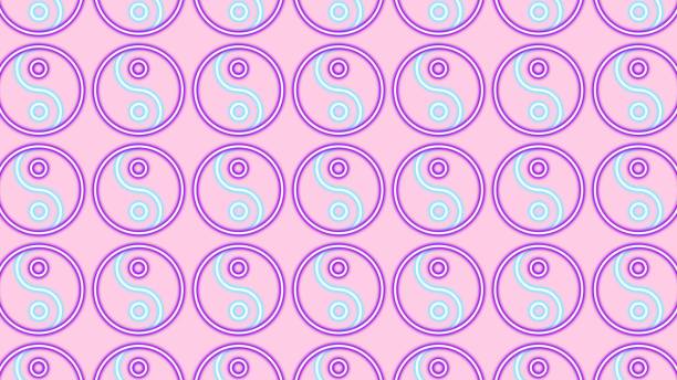 Yin and Yang seamless pattern Yin and Yang seamless pattern in blue and purple metallic yin-yang-clip-art stock illustrations