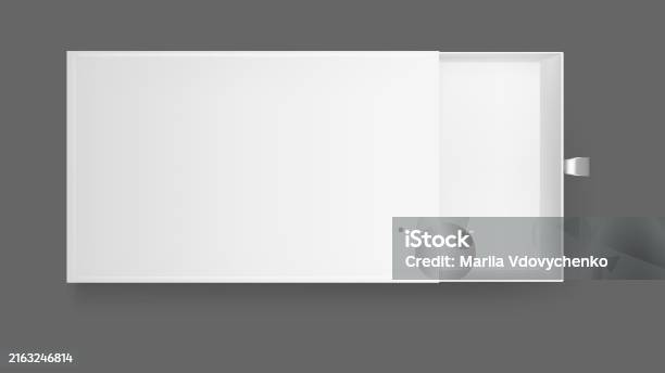 White Box Slideshow Pattern White Open Slide Box Mockup Paper Gift Package Top View 3d Sleeve ...