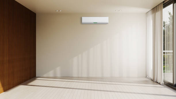 istock modern bright interiors room with air conditioning and remote control illustration 3D rendering 2163266293