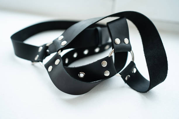 istock leather bdsm fetish harness on white background isolated, dominance and submission accessory 2163266297