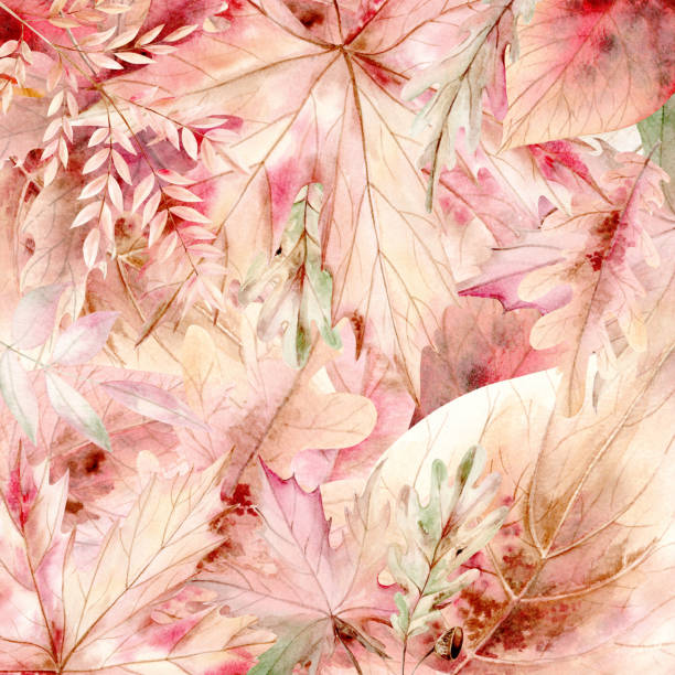 istock Autumn Leaves Pattern. Leaves on a fall background. Watercolor illustration is hand drawn. Suitable for textiles, scrap paper, wallpaper, wrapping paper, cards, invitations and children's party decorations. 2163267151
