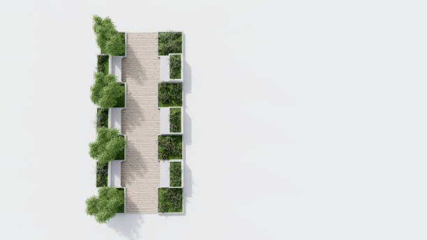 istock top view architecture garden park landscape terrace nature design modern 3d render. 2163268011