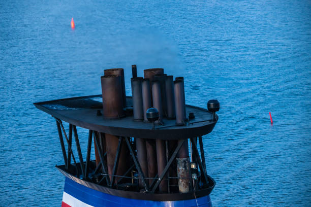 Gothenburg, Sweden - March 05 2024: Funnels of a large ferry.