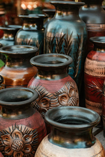 istock Colorfully painted terracotta pots 2163296707