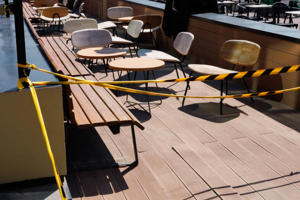 istock Closed summer terrace of cafe or restaurant 2163301892