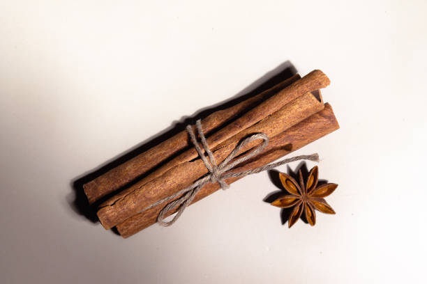 cinnamon sticks tied with twine, star anise