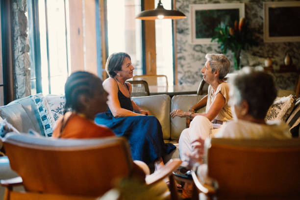 istock Women talking and having conversations in the living room 2163313400