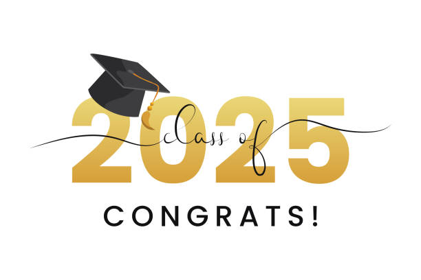 istock Class of 2025, word lettering script banner. Congrats Graduation lettering with academic cap. Template for design party high school or college, graduate invitations. 2163326110