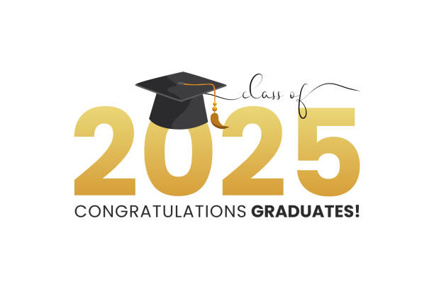 istock Class of 2025, word lettering script banner. Congrats Graduation lettering with academic cap. 2163327271
