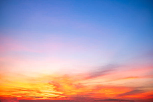 istock Beautiful , luxury soft gradient orange gold clouds and sunlight on the blue sky perfect for the background, take in everning,Twilight, Large size, high definition landscape photo 2163327770
