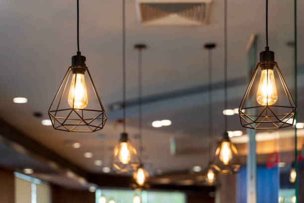 istock Modern glass ceiling lamp interior lighting bulbs decoration contemporary. 2163328758