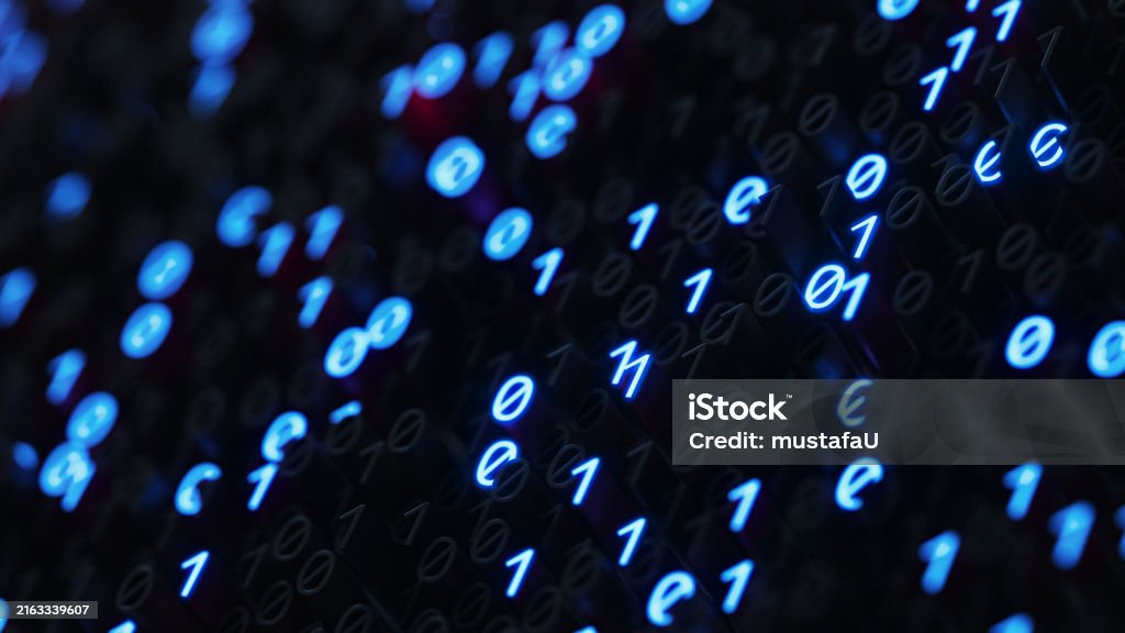 Blue Binary Code Background Digital And Secure Data Concept Abstract ...
