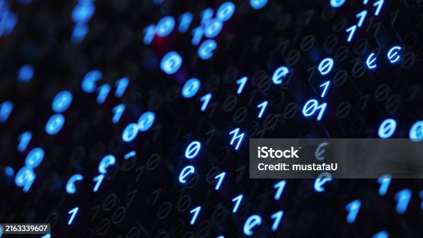 Blue Binary Code Background Digital And Secure Data Concept Abstract ...
