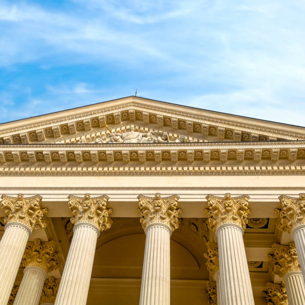 Historic Court of Appeal building of Montpellier, France. Architectural exterior of government building.