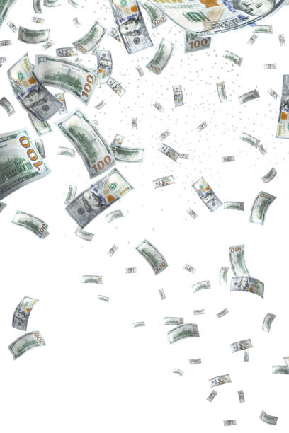 istock Falling large group of money over white background 2163348870