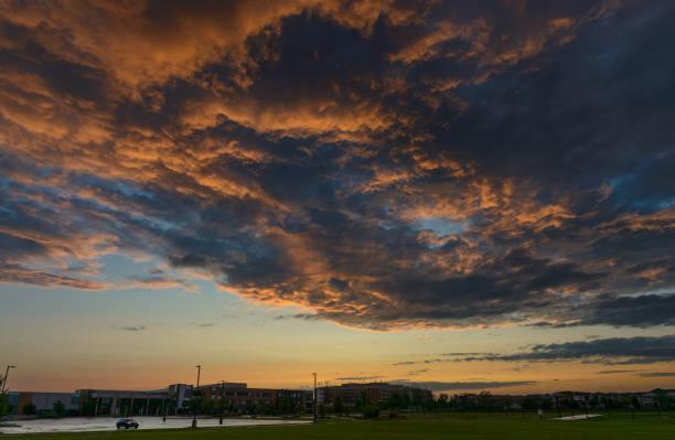 Empty parking lot after rain