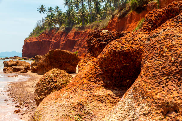 Red stone and nature on beach Bang Beot Prachuap Khiri Kan Province ,Thailand