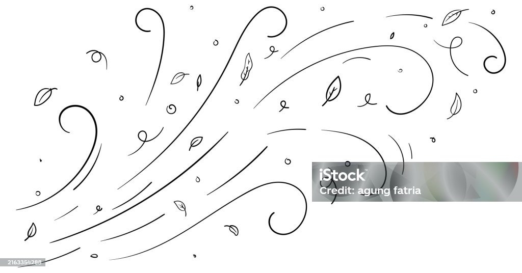 Wind Motion Air Blow Leaf Falling Elements Stock Illustration ...