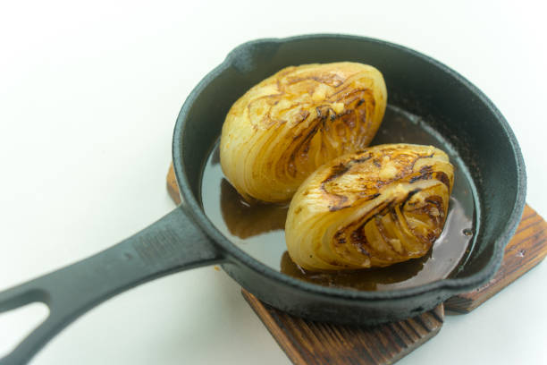 New onion steak served in a skillet
