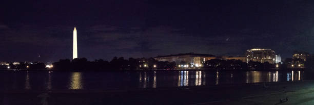 istock Washington Monument Potomac River Reflection at Night Panorama 2163358174