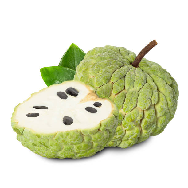 istock custard apple isolated on white background with clipping path, full depth of field 2163358236