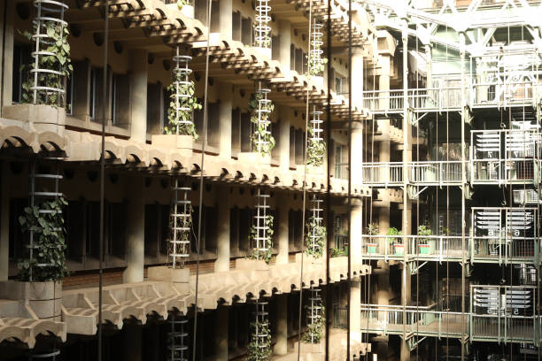 Interior view inside the Eastgate Centre shopping centre and office block in central Harare, Zimbabwe on June 10th 2023. The building was designed by architect Mick Pearce to be ventilated and cooled by entirely natural means