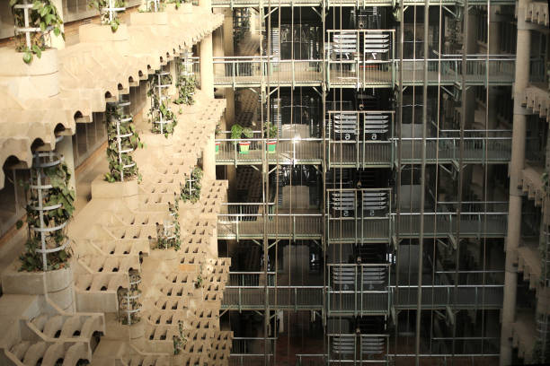 Interior view inside the Eastgate Centre shopping centre and office block in central Harare, Zimbabwe on June 10th 2023. The building was designed by architect Mick Pearce to be ventilated and cooled by entirely natural means