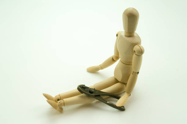 Drawing doll and pliers sitting and resting