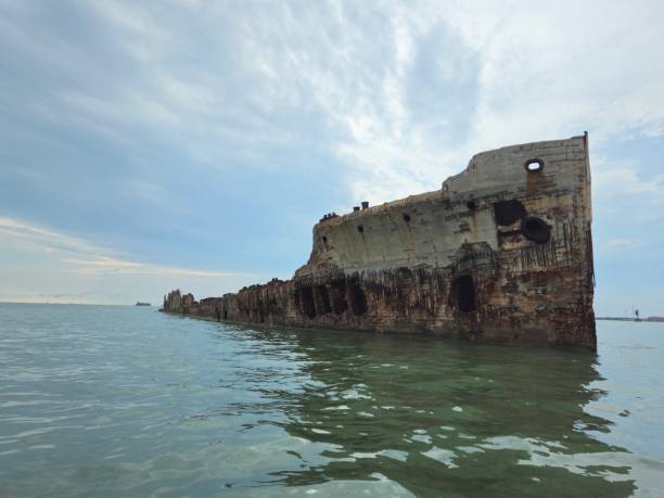 S.S. Selma Concrete Ship Shipwreck In Galveston Bay Side View