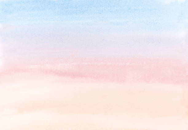 istock Horizontal dawn sky in the morning abstract watercolor background with hand drawn pastel blue and light orange pink brush strokes for gradient sunrise designs 2163363990