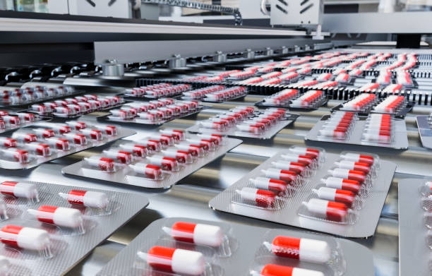 istock Capsules in blister pack on production line in pharmaceutical industry 2163367180