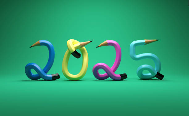 istock New Year 2025 Creative Design Concept with pencil 2163367641