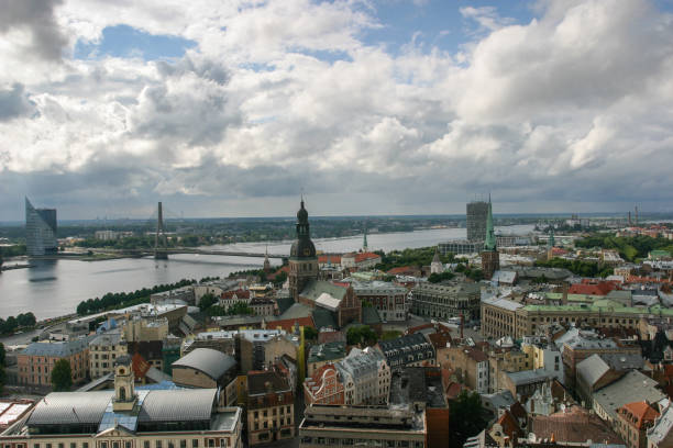 istock Riga Latvia cityscape aerial view 2163370093