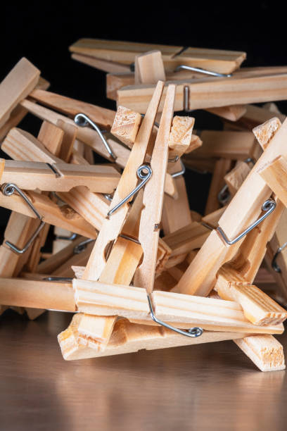 istock Set of wooden clothespins 2163373587