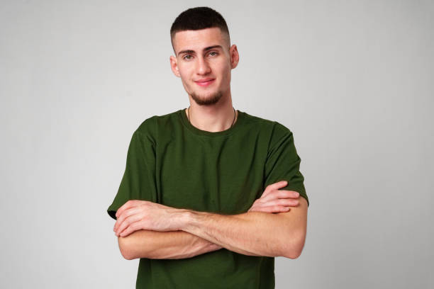 istock Young Man With Goatie Against Grey Background 2163377205