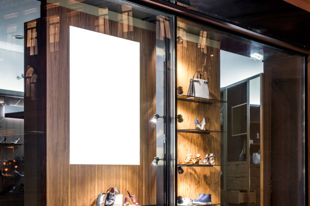 istock Advertising Billboard Mockup Of Boutique Window Display 2163377383