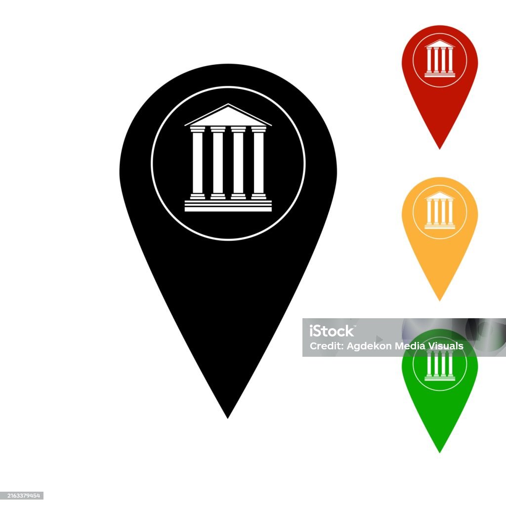 Museum Map Sign Museum Building Map Marker Stock Illustration - Download Image Now ...