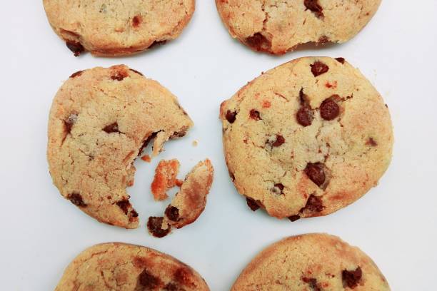istock Chocolate Chip Cookies - white background. 2163380475