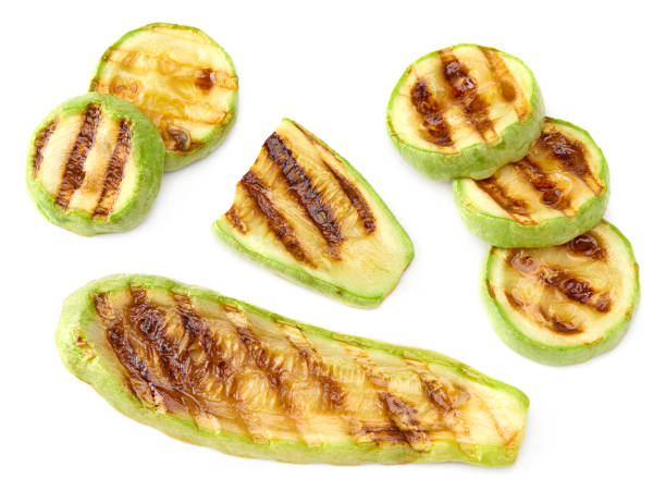 istock grilled sliced zucchini isolated on white background. clipping path 2163382867