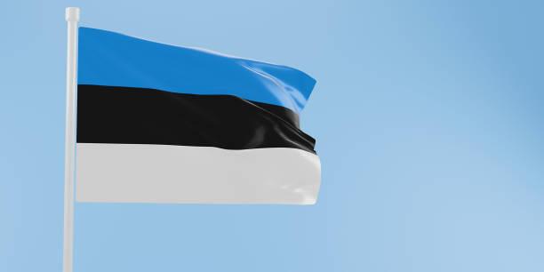 istock Estonia flag of silk-3D illustration. 3d render. 2163389537