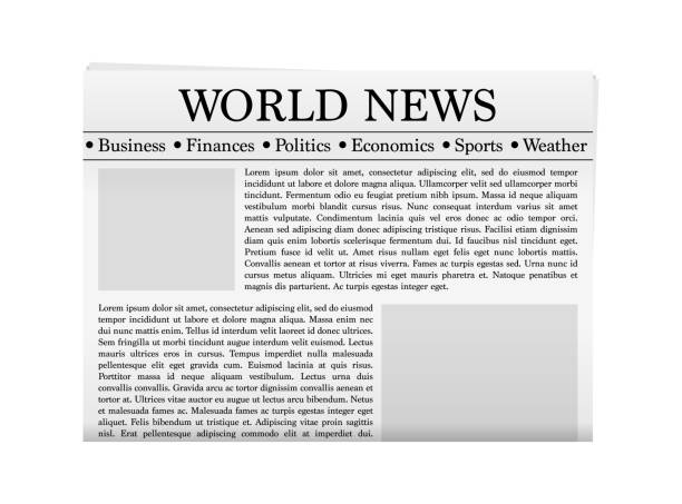 istock Realistic vector of black and white newspaper layout. Mock up of a blank daily newspaper. Business promotional news isolated on white background. Vector illustration 2163396312