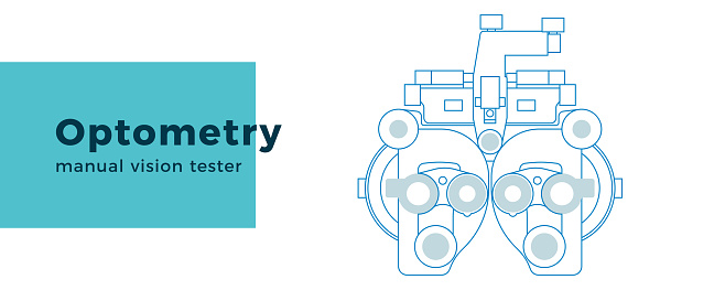 Optometry Machine Drawing Optometry Manual Vision Tester Medical Equipment Modern Flat Vector ...