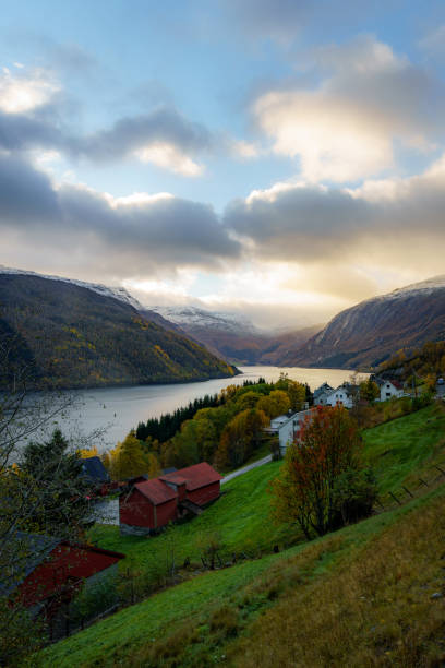 istock A serene lake, mountains in the backdrop picturesque valley 2163399043