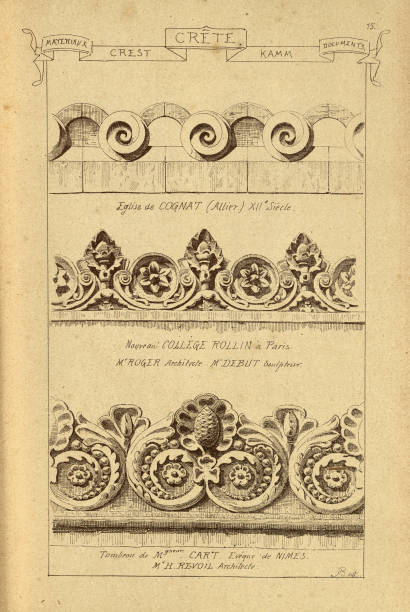 istock Architectural crests, patterns, History of architecture, decoration and design, art, French, Victorian, 19th Century 2163403492