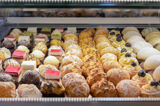 Assorted Pastries on Exhibition inside a Pastry Shop
