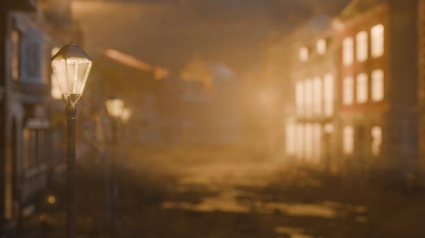 istock Building in a foggy night 2163408450