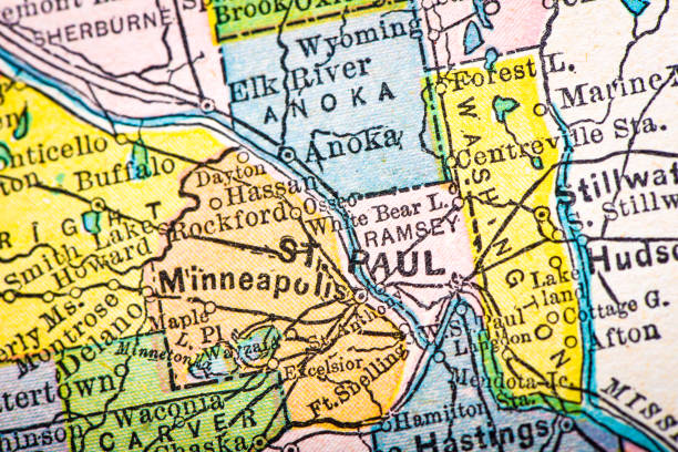 istock Antique map of Saint Paul and Minneapolis, Minnesota (1899) 2163409144