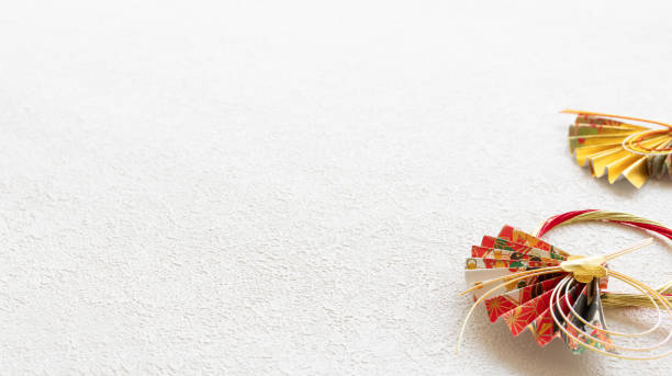istock Japanese decorations on washi paper. Japanese style background. 2163410161
